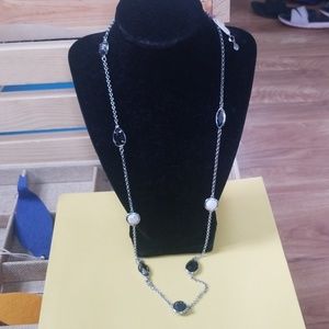 Chloe & Isabel Hero Long Station Necklace - N455 Black and silver stones